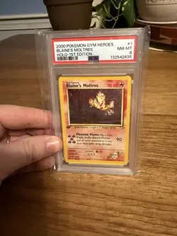 Pokemon Blaine's Moltres 1/132 Gym Heroes 1st Edition Holo 2000 PSA 8 - Image 1