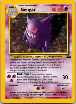 Gengar 5/62 Holo Rare Fossil Pokemon HP - Image 1