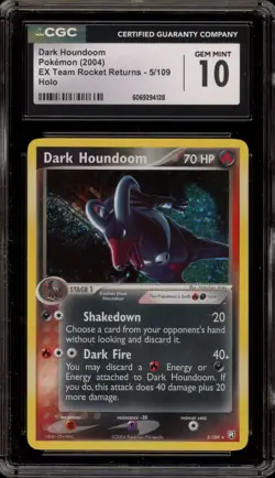 Pokemon Dark Houndoom EX Team Rocket Returns Holo Rare #5 CGC 10 Gem Mint - Image 1