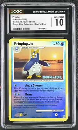 CGC 10 Prinplup D&P 58/130 Burger King Reverse Holo Stamped Pokemon Card - Image 1