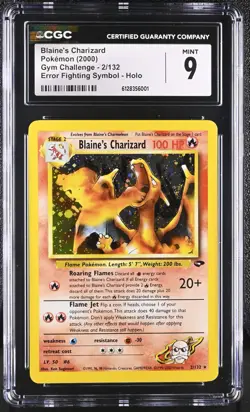 CGC 9 MINT Blaine's Charizard 2000 Gym Challenge 2/132 Holo Pokemon Card - Image 1