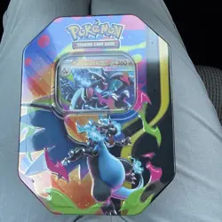Pokemon Mega Charizard ex Factory Sealed Tin Box - Charizard X - 4 Booster Packs - Image 1