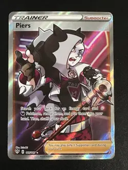 Piers 187/189 Pokemon Darkness Ablaze Ultra Rare Full Art Holo Roller Crimp - Image 1