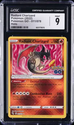 2022 POKEMON POKEMON GO - HOLO #011/078 RADIANT CHARIZARD CGC 9 - Image 1