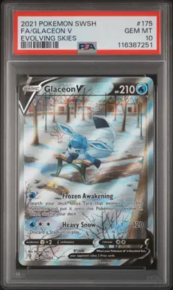 2021 POKEMON SWORD & SHIELD EVOLVING SKIES #175 FULL ART/GLACEON V PSA 10 - Image 1