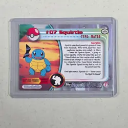 1999 Topps Pokemon TV Series 1 Squirtle #07 Flames Holo Foil Black Logo LP - Image 3