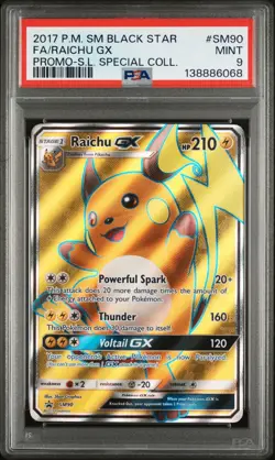 2017 POKEMON SM BLACK STAR PROMO #SM90 FULL ART/RAICHU GX PSA MINT 9 - Image 1