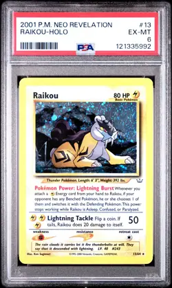 2001 POKEMON NEO REVELATION #13 RAIKOU-HOLO PSA 6 - Image 1