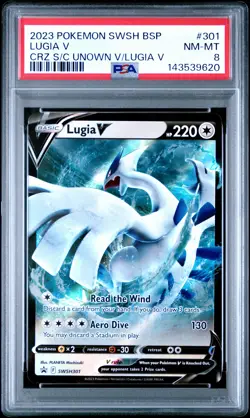 2023 POKEMON SWSH BLACK STAR PROMO #301 LUGIA V PSA 8 - Image 1