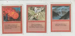 Lot x3 cards REVISED MAGIC MTG US 1994 EX-NM Earthquake,Lightning Bolt,Fireball - Image 1