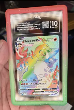 2020 Pokemon SWSH Champion's Path 074/073 Charizard VMax SR Rainbow TAG 10 - Image 1