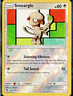 Pokemon TCG Smeargle 157/214 Rare Reverse Holo Sun and Moon Lost Thunder NP - Image 1