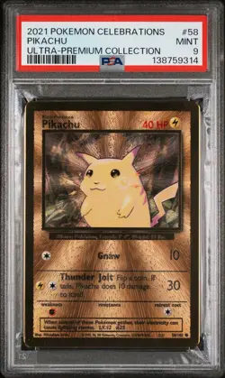 2021 Pokemon Pikachu Gold Metal Celebrations Ultra Premium Collection #58 PSA 9 - Image 2
