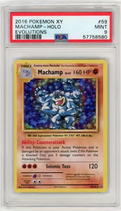 2016 Pokemon XY Evolutions Holo #59 - PSA MINT 9 - MACHAMP - Image 1