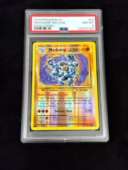 2016 POKEMON XY EVOLUTIONS #59 MACHAMP-REVERSE FOIL PSA 8 - Image 1