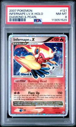 2007 POKEMON DIAMOND & PEARL #121 INFERNAPE LV.X-HOLO PSA 8 - Image 1