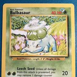 Blue Hickey ERROR Bulbasaur Base Set 1999 Pokemon Unlimited MISPRINT LP - Image 2