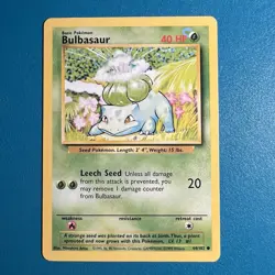 Blue Hickey ERROR Bulbasaur Base Set 1999 Pokemon Unlimited MISPRINT LP - Image 3