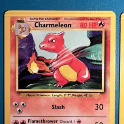 Long Crimp Error Charmeleon & Machoke Base Set Pokemon 1999 Hanger MP - Image 2