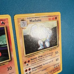 Long Crimp Error Charmeleon & Machoke Base Set Pokemon 1999 Hanger MP - Image 4