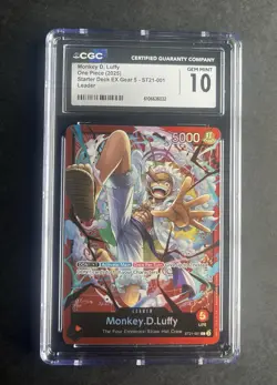 2025 ONE PIECE CCG JAPANESE MONKEY D. LUFFY LEADER ST21-001 CGC 10 - Image 1