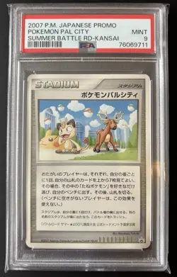 Pokemon Japanese Pal City Promo Summer Battle Road Kansai Meowth Stantler PSA 9 - Image 1