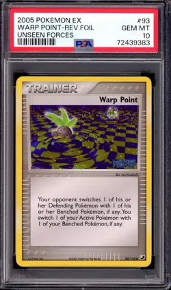 2005 Pokemon EX Unseen Forces Warp Point-Reverse Foil #93 PSA 10 GEM MINT - Image 1