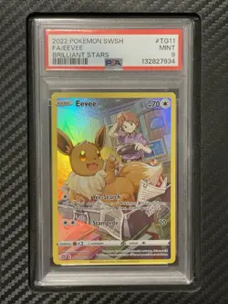 2022 PSA 9 FA Eevee #TG11 Full Art Trainer Gallery Pokemon TCG Brilliant Stars - Image 1