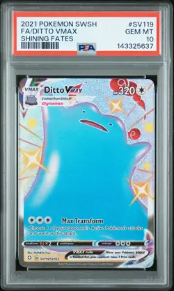 2021 POKEMON SWORD & SHIELD SHINING FATES #SV119 FULL ART/DITTO VMAX PSA 10 - Image 1