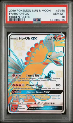 2019 POKEMON SUN & MOON HIDDEN FATES #SV50 FULL ART/HO-OH GX PSA GEM MINT 10 - Image 1