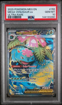 2025 POKEMON MEG EN MEGA EVOLUTION #155 MEGA VENUSAUR EX ULTRA RARE PSA 10 - Image 1