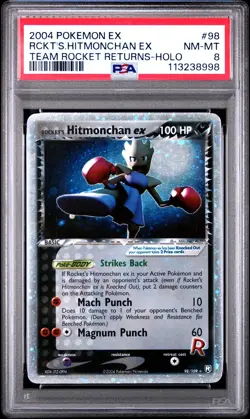 2004 POKEMON EX TEAM ROCKET RETURNS #98 RCKT'S.HITMONCHAN EX PSA 8 - Image 1
