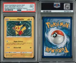 Pokemon Center 2020 Special Delivery Pikachu SWSH074 Holo Black Star Promo PSA 9 - Image 3