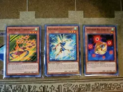 YUGIOH SPEEDROID TERRORTOP + TAKETOMBORG + RED-EYED DICE LED8 COMMON 1ST ED NM - Image 1