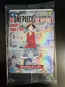 One Piece Monkey D. Luffy US Voyage College Basketball Promo Card Gonzaga SEALED - Image 3
