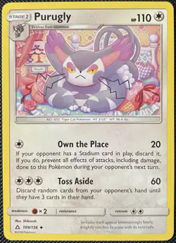 Purugly 109/156 Sm-Ultra Prism Regular - Pokemon Card - Image 1