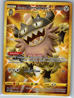 Galarian Perrserker (Secret) 205/192 SWSH02: Rebel Clash - Pokemon Card - NM - Image 1