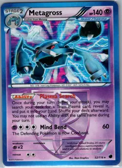 Metagross (Team Plasma) 52/116 Holo Plasma Freeze - Pokemon Card - NM - Image 1
