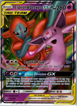 Espeon & Deoxys GX 72/236 SM - Unified Minds - Pokemon Card - LP - Image 1