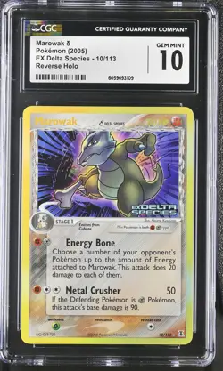 CGC 10 Marowak EX Delta Species 10/113 Reverse Holo STAMPED Pokemon Card - Image 1