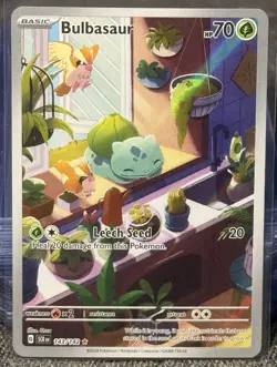 Pokemon TCG Bulbasaur Stellar Crown Illustration Holo Card 143/142 - Image 1