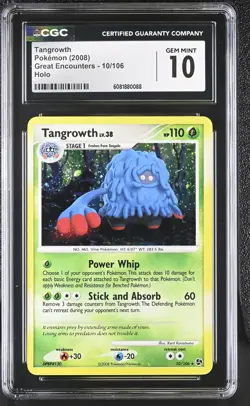 CGC 10 GEM MINT Tangrowth 2008 Great Encounters 10/106 Holo Pokemon Card - Image 1