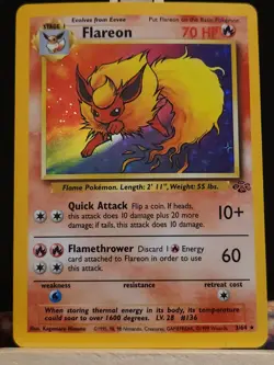 Pokemon TCG Flareon Jungle Holo Card 3/64 Unlimited Rare LP/MP - Image 1