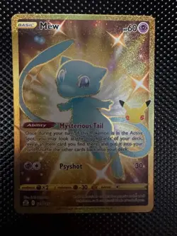 Pokemon TCG Mew 025/025 25th Celebrations Card Shiny Gold Mew NM - Image 2