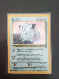 Pokemon TCG Clefairy Base Set Holo Unlimited 5/102 WOTC Condition MP Swirl - Image 1