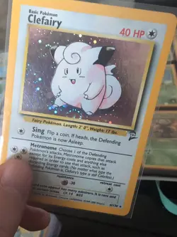 Pokemon TCG Clefairy Base Set Holo Unlimited 5/102 WOTC Condition MP Swirl - Image 2