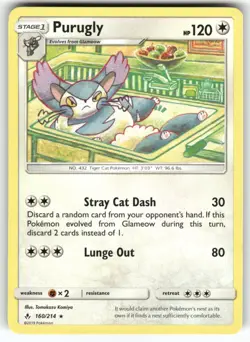 Purugly SM - Unbroken Bonds Rare Pokemon Near Mint or Better - Image 1