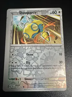 Pokemon Temporal Forces - Dunsparce 128/162 Reverse Holo - Misprint Error Miscut - Image 2