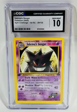 Pokemon Sabrina’s Gengar 1st Edition Gym Challenge Cgc 10 - Image 1