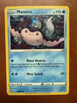 POKEMON MANTINE SWSH026 PROMO BLACK STAR COSMOS HOLO WITH SMALL SWIRL NM CARD - Image 1